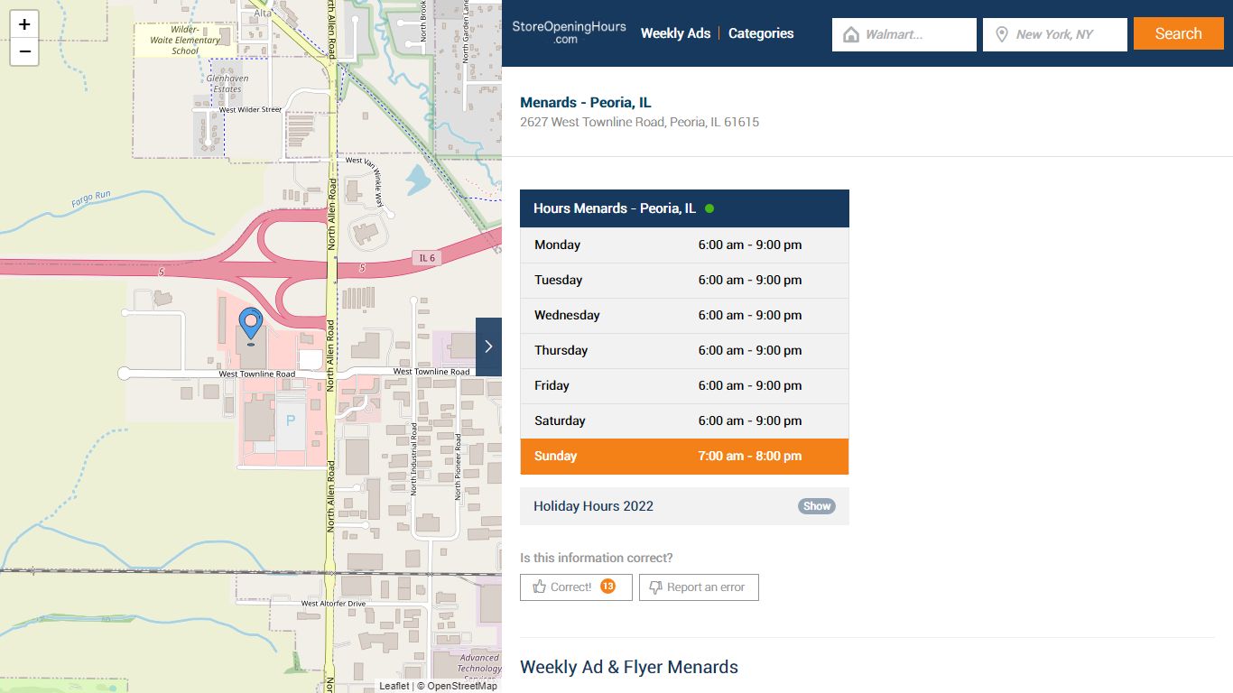 Menards - Peoria, IL - Hours & Weekly Ad - Store Opening Hours